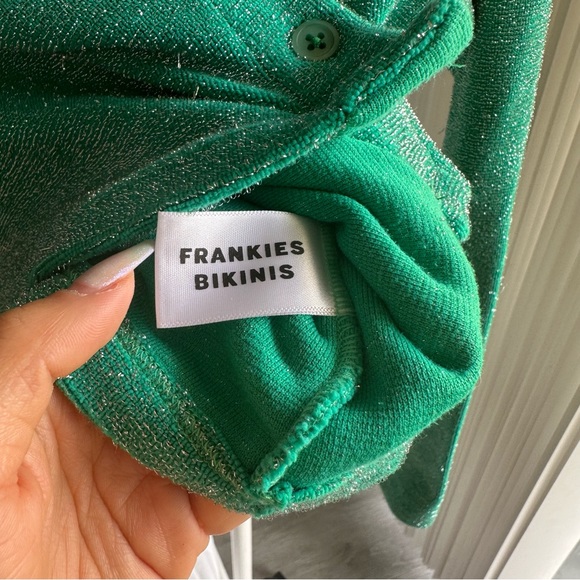 NWT Frankie’s Bikinis Josephine Cardi Crop Top in Sparkly Green - Picture 12 of 13